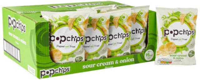 Popchips Sour Cream and Onion Crisps 23g (24 Pack) 701432
