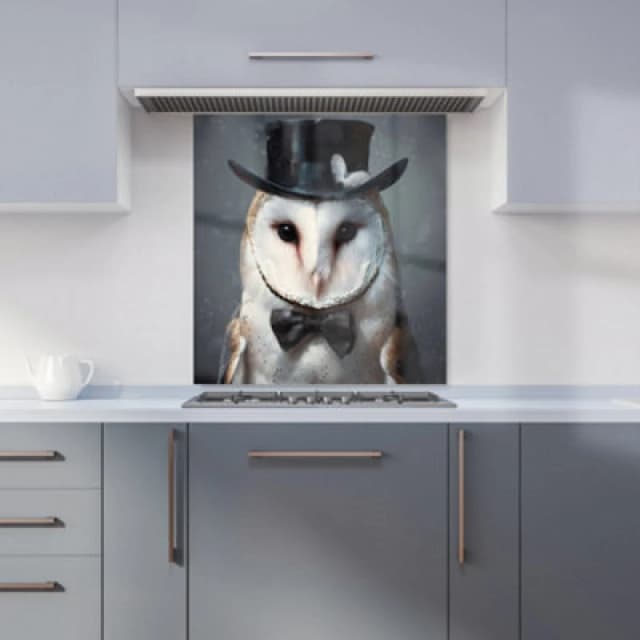 Warren Reed - Designer Owl In A Top Hat Kitchen Splashback W700Mm X H650Mm, Multi WR00901-P452