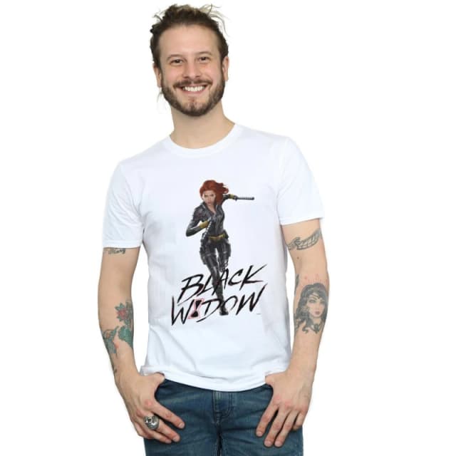 Marvel Marvel Men Black Widow Movie Natasha Running T-Shirt in White Size: Small White S Male 5059400884388