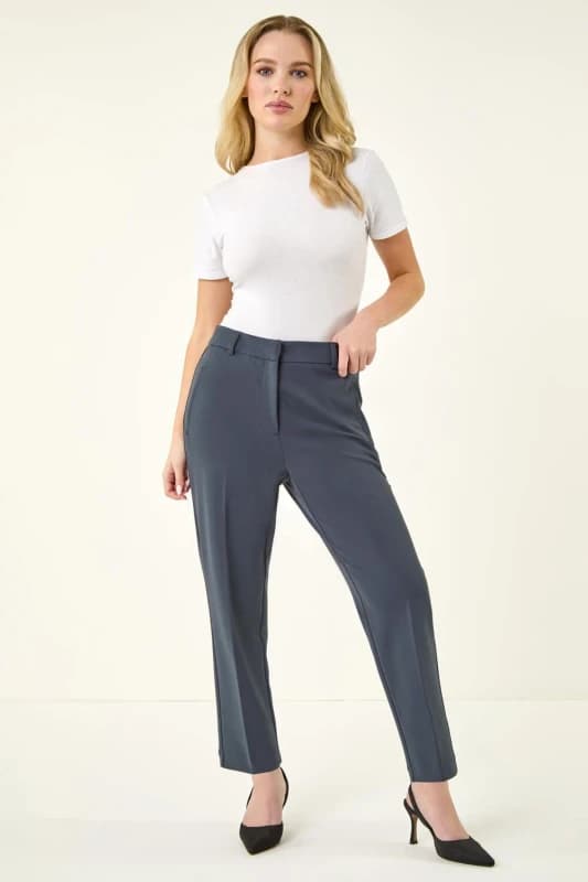 Roman Short Straight Leg Stretch Trouser Dark Grey