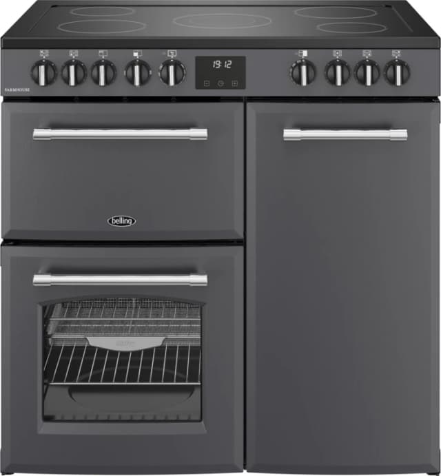 Belling Farmhouse 90E 90cm Electric Range Cooker with Ceramic Hob - Anthracite - A/A Rated