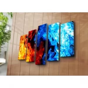 5PATK-146 Multicolor Decorative Canvas Painting (5 Pieces)