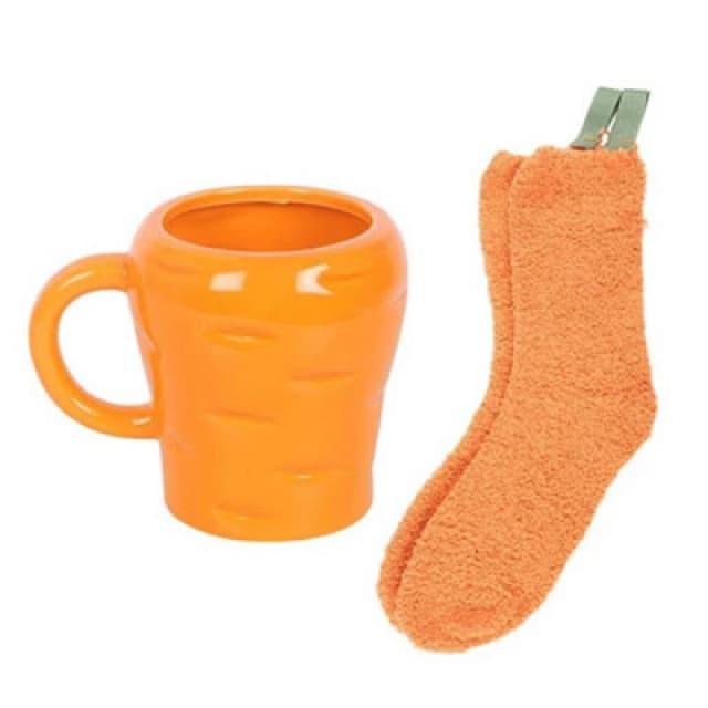Something Different Something Different Carrot Mug and Sock Set in Orange Orange One Size Unisex 5063703387408