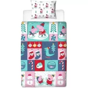 Peppa Pig Reversible Snowman Christmas Duvet Cover Set (Single) (Multicoloured)