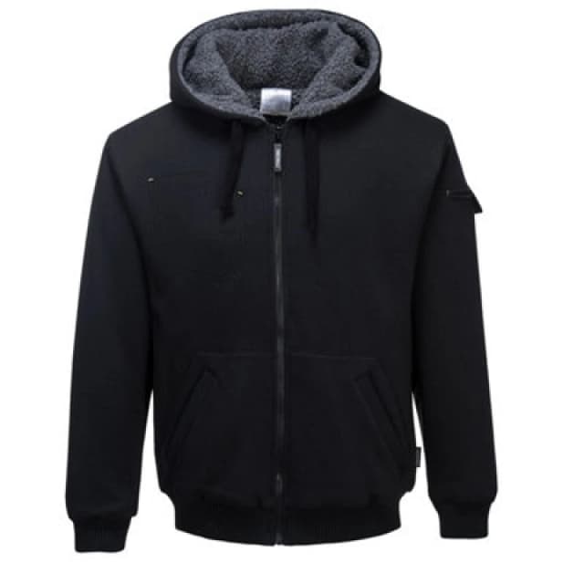 Portwest Pewter Mens Sherpa Lined Hoodie Jacket KS32BKRXL Colour: Black