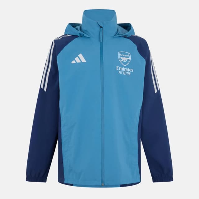 adidas Mens Tiro 24 Arsenal 2025/2026 Waterproof Long Sleeve Licensed Rain Anorak Blue male S