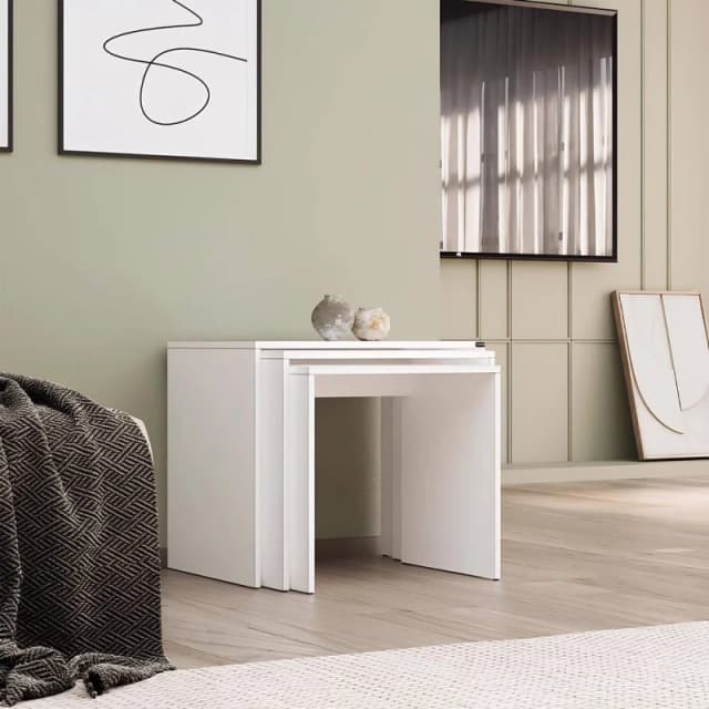 FWStyle FWStyle Nest Of 3 Matt White Tables Scratch Resistant White One Size Unisex 5056413130976