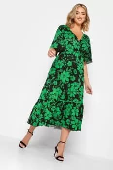 Wrap Angel Sleeve Midi Dress