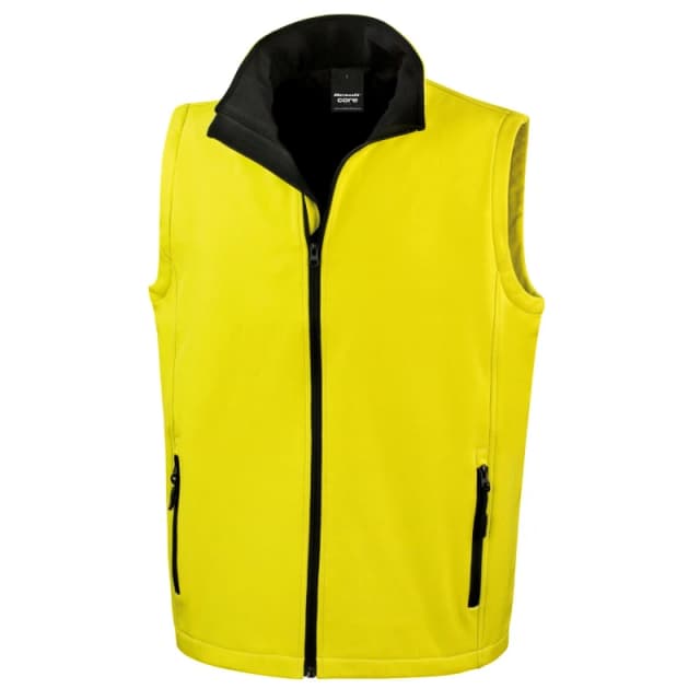 Result Result Men Printable Softshell Body Warmer in Yellow Size: Small Yellow S Male 5063425301874
