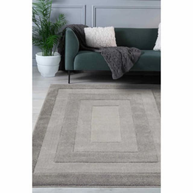 Melrose Portia Border Grey Indoor Medium Area Rug 12mm Pile Height 120/170Cm