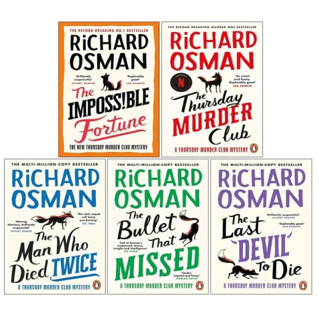 Thursday Murder Club Series 5 Books Collection Set by Richard Osman( Thursday Murder Club , Man Who Died Twice, Bullet That Missed , Last Devil To Di