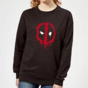 Marvel Deadpool Splat Face Womens Sweatshirt - Black