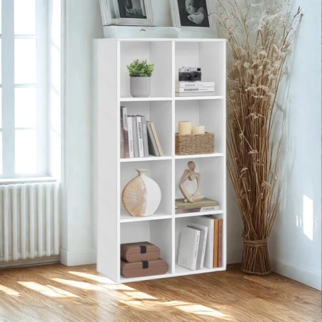 Pirlo Plush 8 Cube Storage Unit Bookcase in White White Unisex