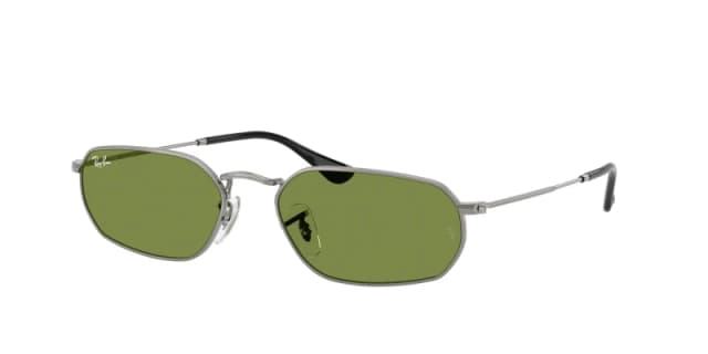Ray - Ban Unisex Ray - Ban RB3947 004/4E Sunglasses Metal Grey Green Geometric Normal Grey Sunglasses Unisex Metal