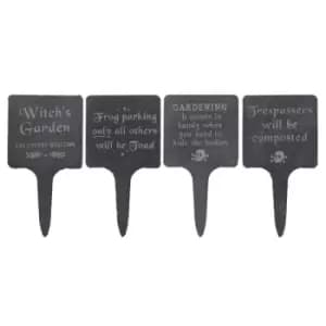 Set of 4 Gothic Garden Slate Garden Signs