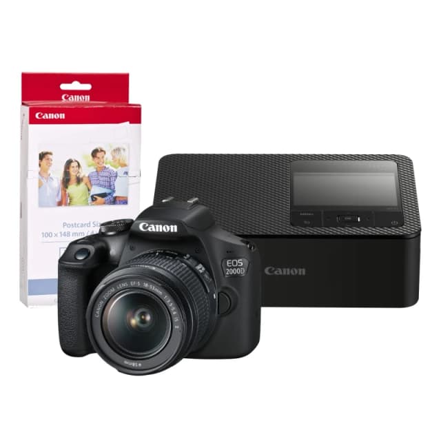 Canon EOS 2000D Camera inc 18-55mm IS II Lens. CP1500 Printer and KP-3