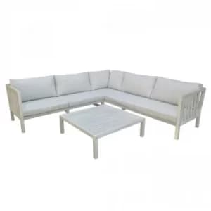 Acacia Washed Wood Large Corner Sofa Set Washed White