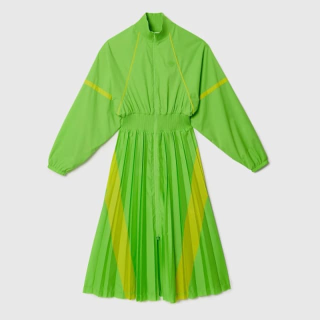 Lacoste Pleated Colour-Block Sweatshirt Dress Green female 8