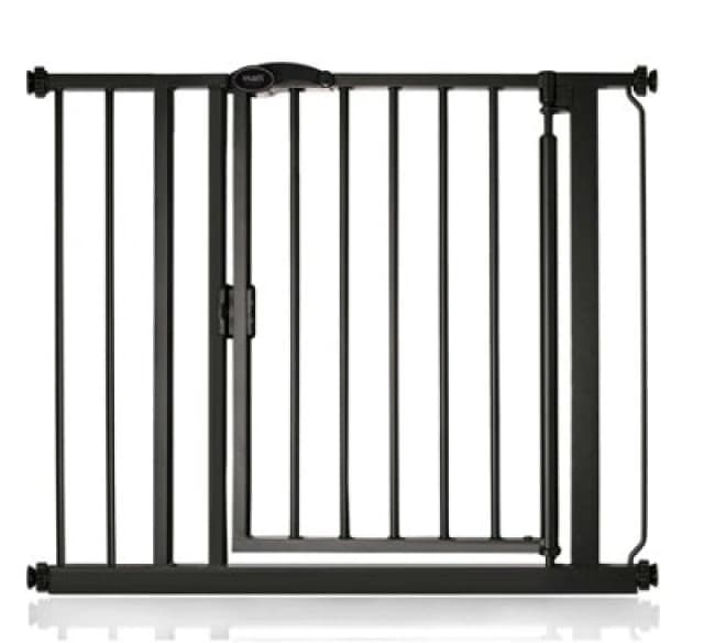 Safetots Pressure Fit Self Closing Stair Gate, 89.4Cm - 96.4Cm, Matt Black, Auto Closing Baby Gate, Safety Barrier