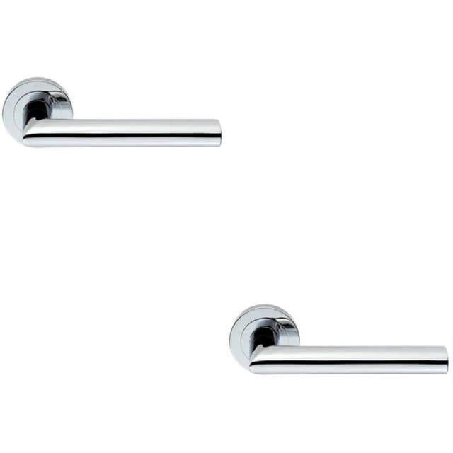Loops 2x PAIR Straight Mitred Bar Handle on Round Rose Concealed Fix Polished Chrome Multi