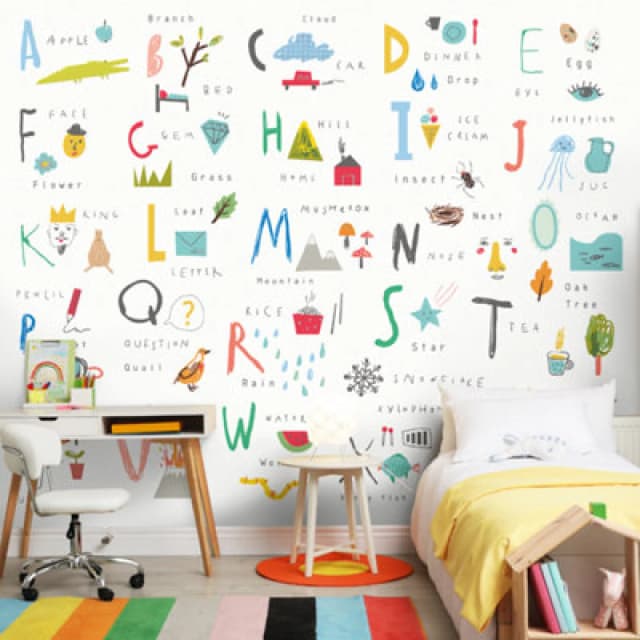 Origin Murals Childrens Alphabet Illustrations Multi Bright Matt Smooth Paste The Wall Mural 300Cm Wide X 240Cm High
