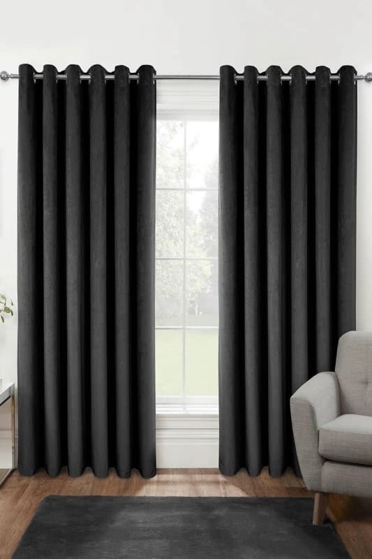 Homescapes Thermal 100% Blackout Velvet Curtains in Grey Size: 167cm width x 183cm drop Grey Unisex 167cm width x 183cm drop