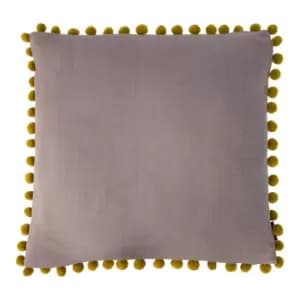 Mardi Gras Pom-Pom Cushion Dove/Gold, Dove/Gold / 50 x 50cm / Feather Filled