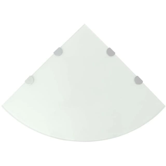 Corner Shelf with Chrome Supports Glass White 45x45 cm