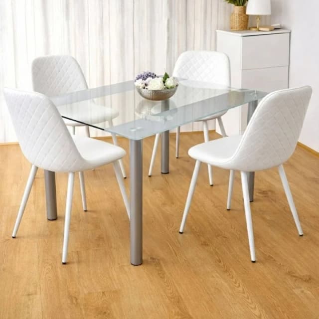 KOSY KOALA Modern Grey Dining Table Set With 4 White Chairs kitchen Set Multicolor Unisex