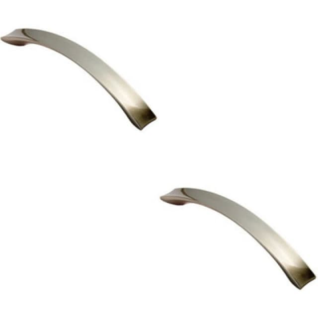 Loops 2x Concave Bow Cabinet Pull Handle 198 x 23mm 160mm Fixing Centres Satin Nickel Metallics unisex
