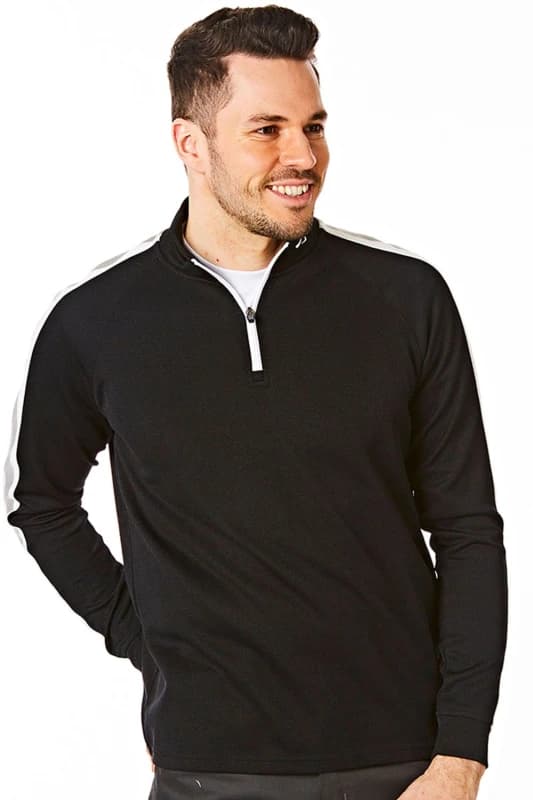 Under Par Under Par Men Zip Neck Rib Mid Layer in Black Size: X-Large Black XL Male 5050217323978