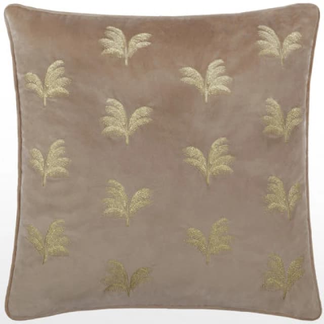 Paoletti Paoletti Guilded Palms Embroidered Cushion in Light Brown Size: 45cm x 45cm Light Brown 45cm x 45cm Unisex 5025532847386