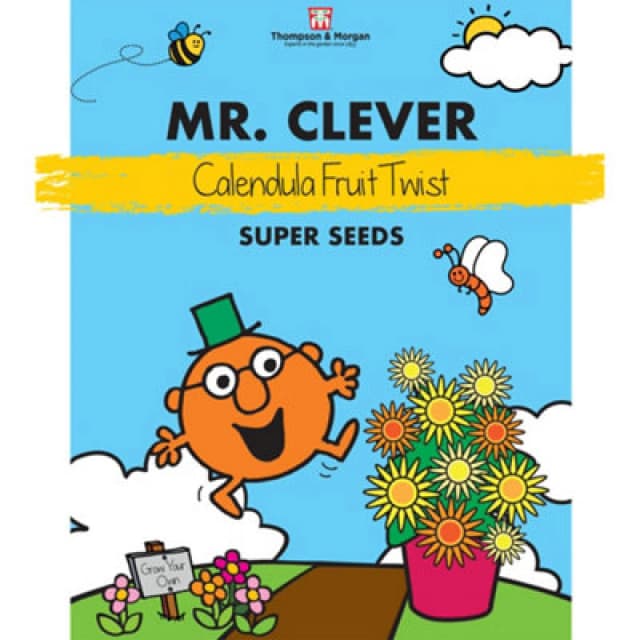 Thompson & Morgan Mr. Men Little Miss - Mr. Clever - Calendula Fruit Twist 1 Packet (60 Seeds)