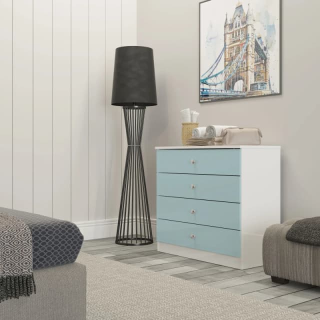 Seconique Denver 4 Drawer Chest in Blue Blue Unisex