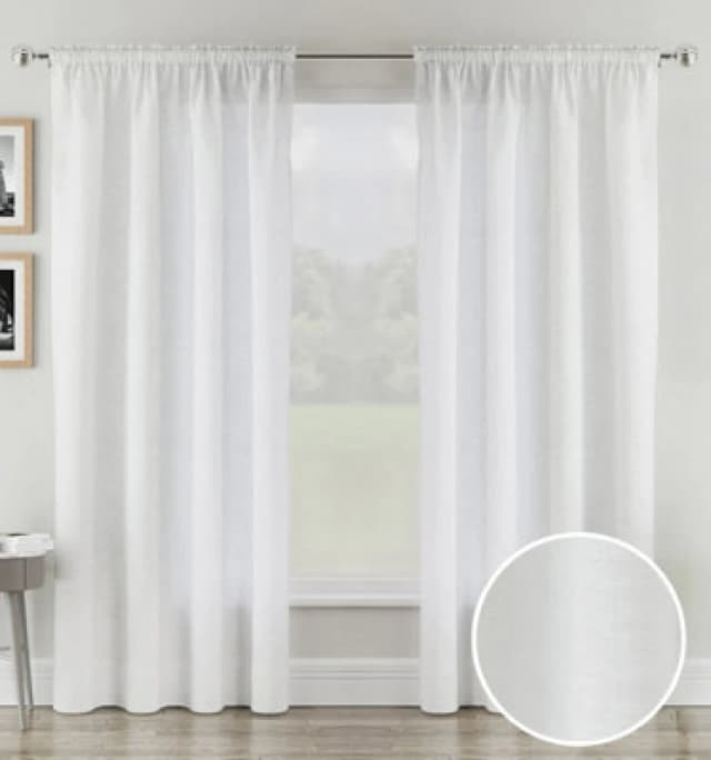 Tyrone Textiles Rhodes White Linen-Look Sheer Voile Panels - Pair 140 X 122Cm (55X48")
