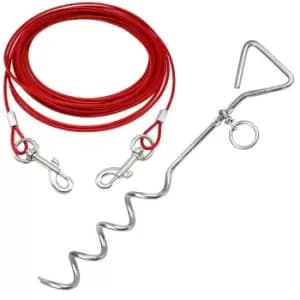 Bunty Large 20ft Pet Tie Out Cable With Metal Stake Red