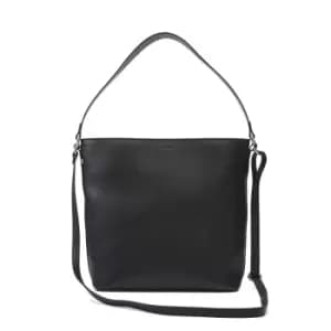 Zipped Top Handle Shoulder Handbag in Faux Leather