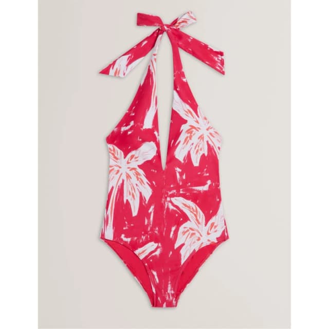 Ted Baker Womens Print Plunge Swimsuit Fuchsia female 8 (XS)