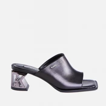 KARL LAGERFELD Womens K-Blok Leather Square Toe Heeled Mules - Black - UK 3