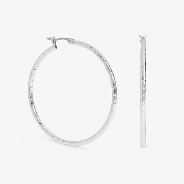 Inicio Sterling Silver Plated Textured Hoops - Gift Pouch Silver female One Size