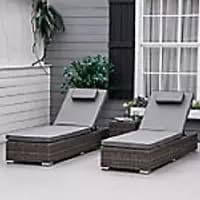 OutSunny Rattan Lounge Set Grey 1,950 x 860 mm