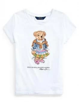 Ralph Lauren Girls Short Sleeve Bear Print T-Shirt, White, Size Age: 2 Years, Women