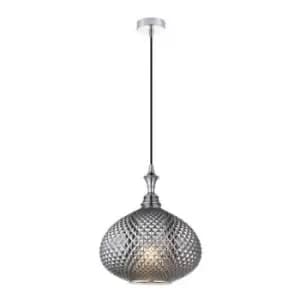 Larissa Lighting - Larissa Grevena Dome Ceiling Pendant Light 1x E27 Glass Smoke Grey