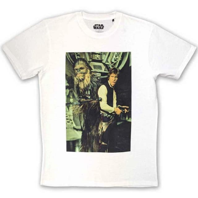 Star Wars Chewbacca & Han Stare T Shirt White unisex