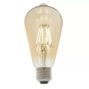 Vintage Style LED Filament Bulb - Pear Shaped E27 Lamp - Amber Tinted Glass