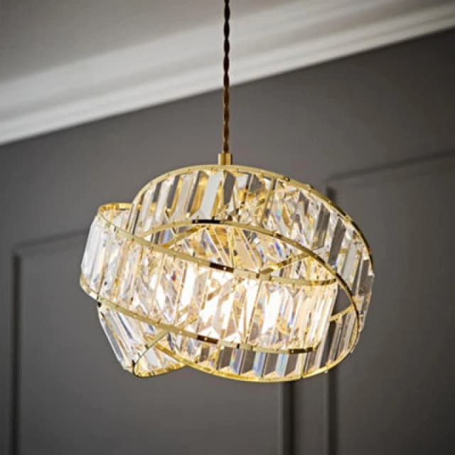 ValueLights ValueLights Hudson Acrylic Jewel Gold Intertwined Twisted Easy Fit Lamp Shade Gold One Size Unisex 5016529269908
