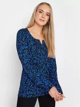 Long Tall Sally Abstract Spot Ls Henley Top, Black, Size 10, Women
