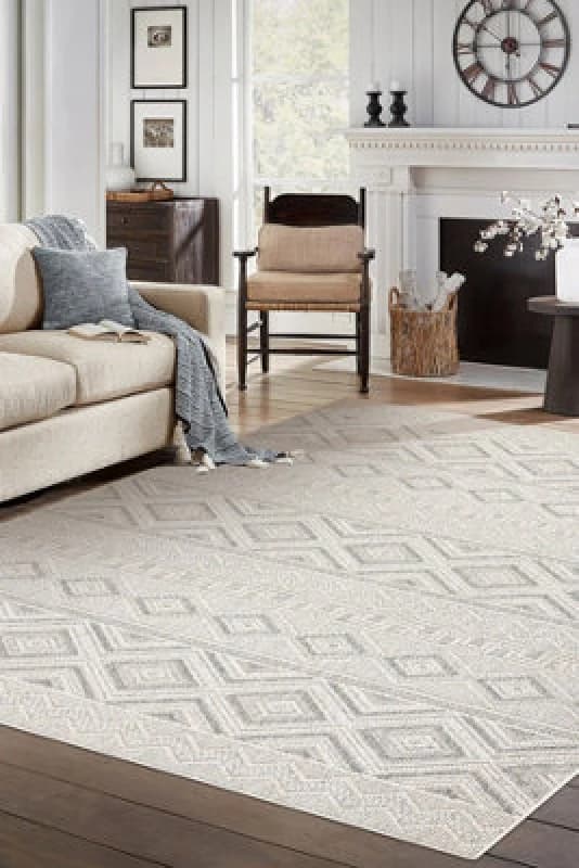 RugsX Carpet Jersey 19234 Grey - Rhombuses, Structural, Loop Boho 60X100 Cm