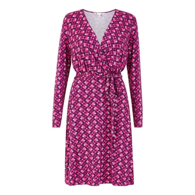 Yumi Pink Geometric 'Paris' Jersey Wrap Dress - 8