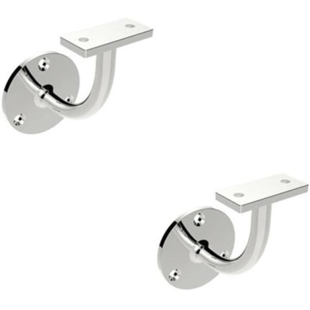 Loops 2x Handrail Bannister Bracket Wall Support 62mm Projection Polished Steel Metallics unisex